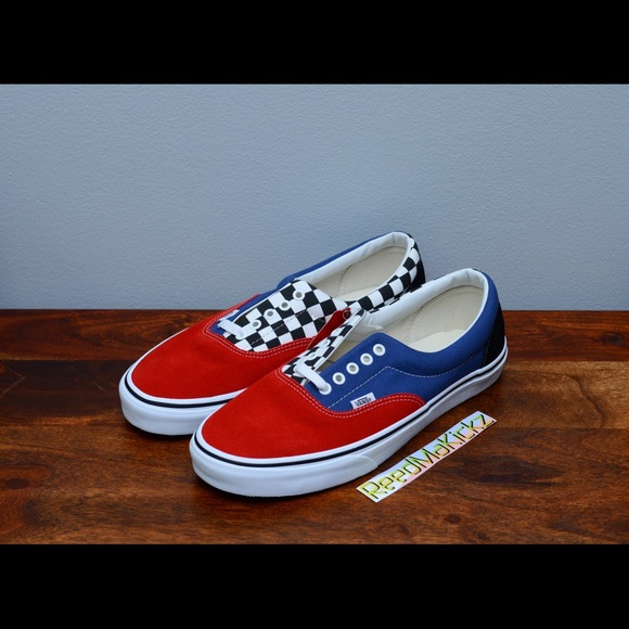 vans era navy red